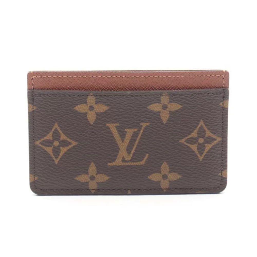 Louis Vuitton Portecarte Monogram Card Case Wallet Accessory Leather Brown
